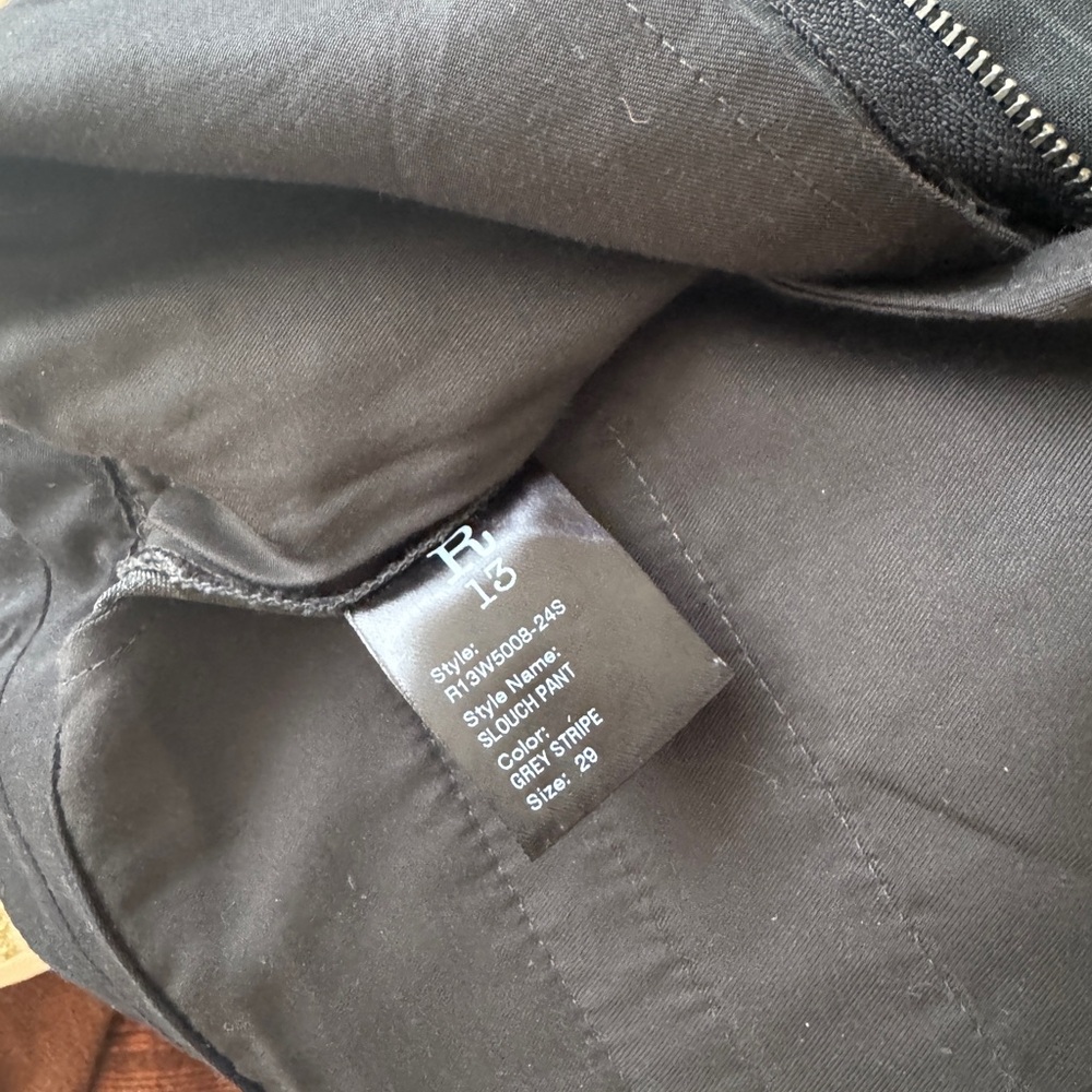 R13 Grey Pinstripe Stretch Wool Pants Size 29 - Picture 5 of 6